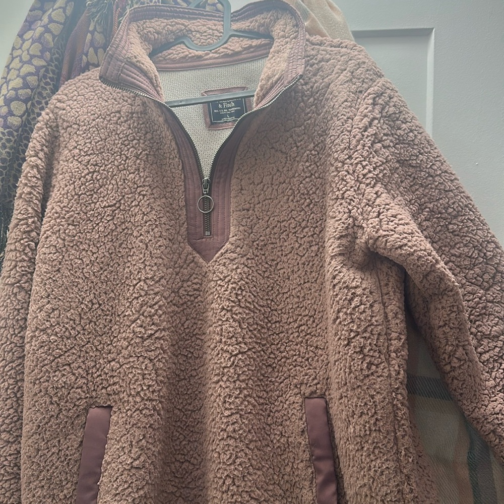 Abercrombie & Fitch Taupe Sherpa Pullover Jacket